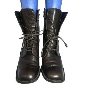 Joan and David Brown Leather Lace-Up Boots size EU39